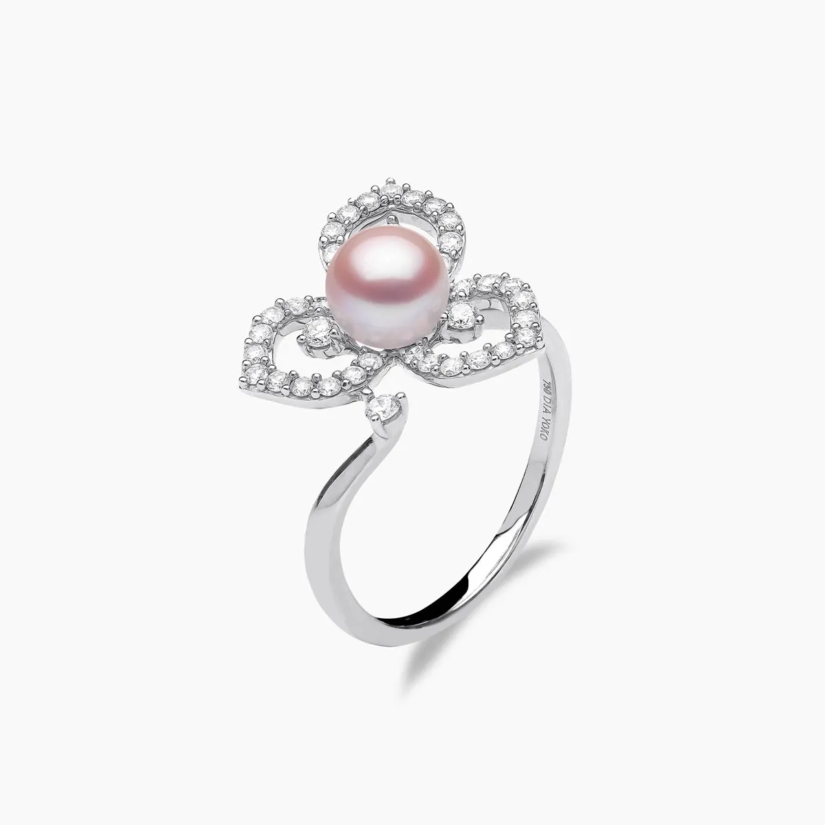 Petal 18K Gold Pearl and Diamond Floral Silhouette Ring