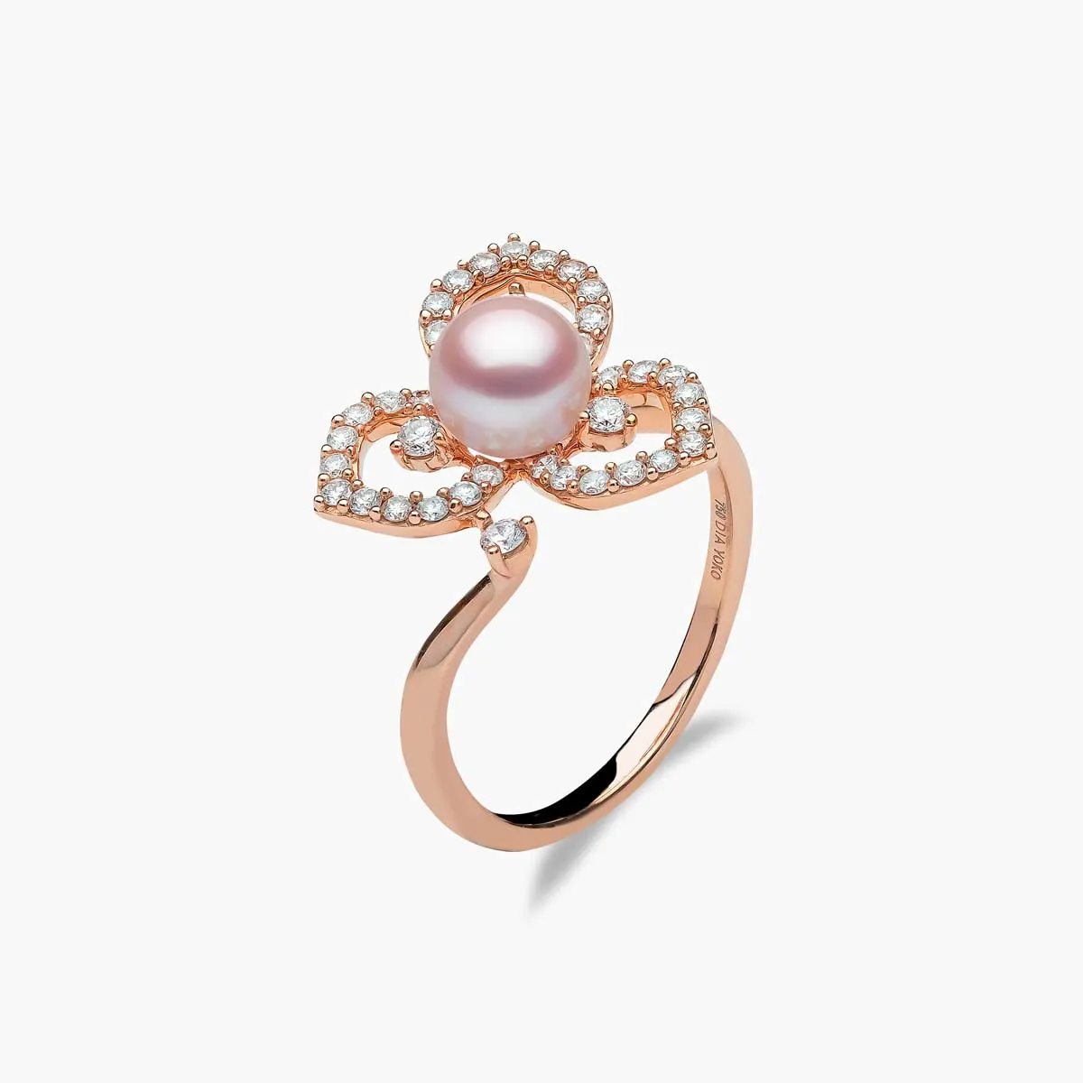 Petal 18K Gold Pearl and Diamond Floral Silhouette Ring