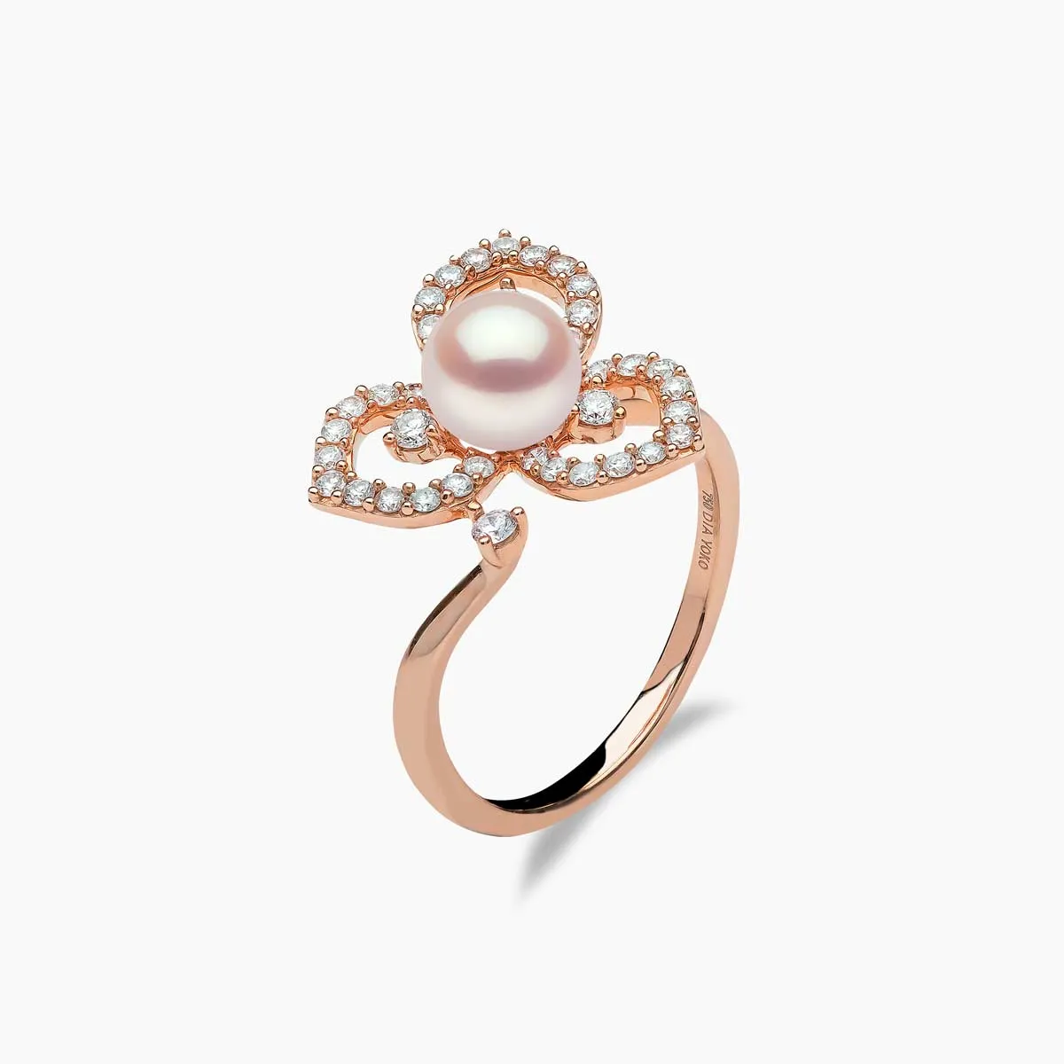 Petal 18K Gold Pearl and Diamond Floral Silhouette Ring