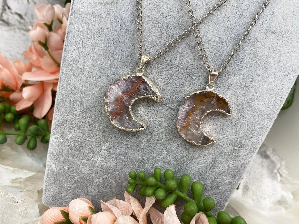 Plated Agate Moon Necklace