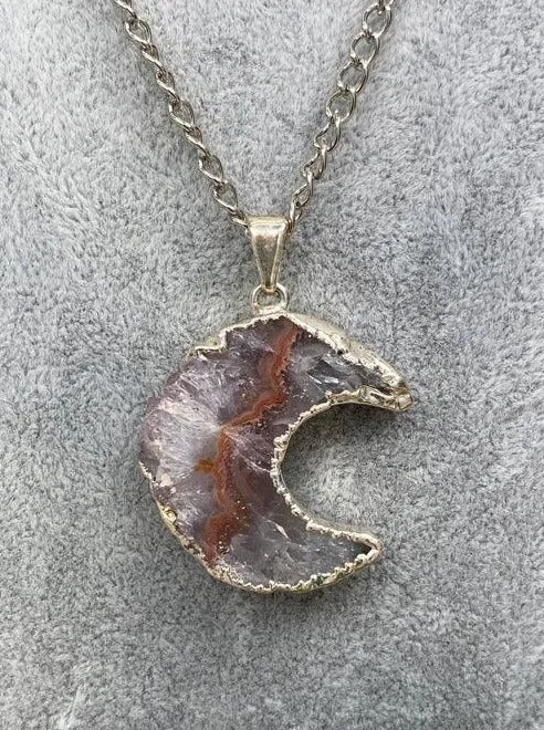 Plated Agate Moon Necklace