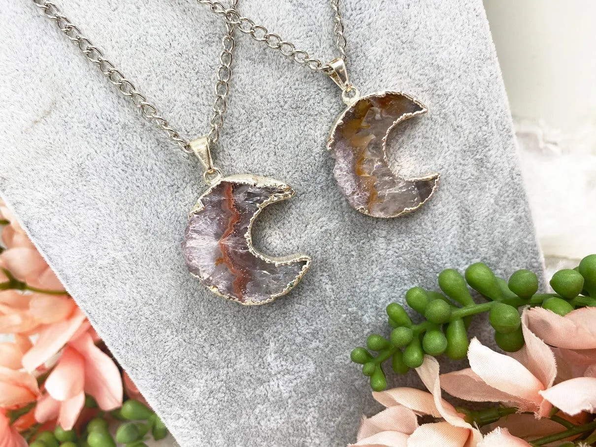 Plated Agate Moon Necklace