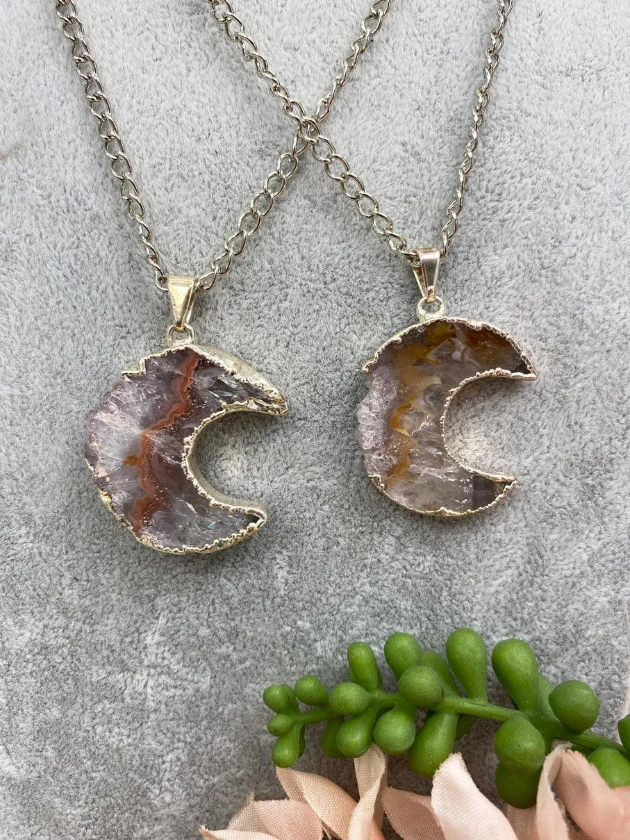 Plated Agate Moon Necklace