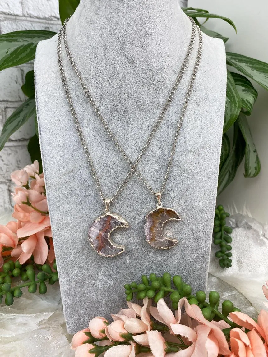 Plated Agate Moon Necklace