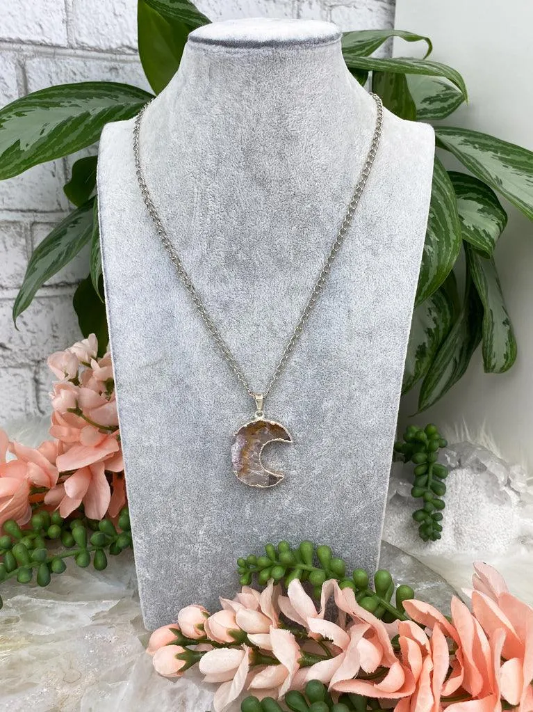 Plated Agate Moon Necklace