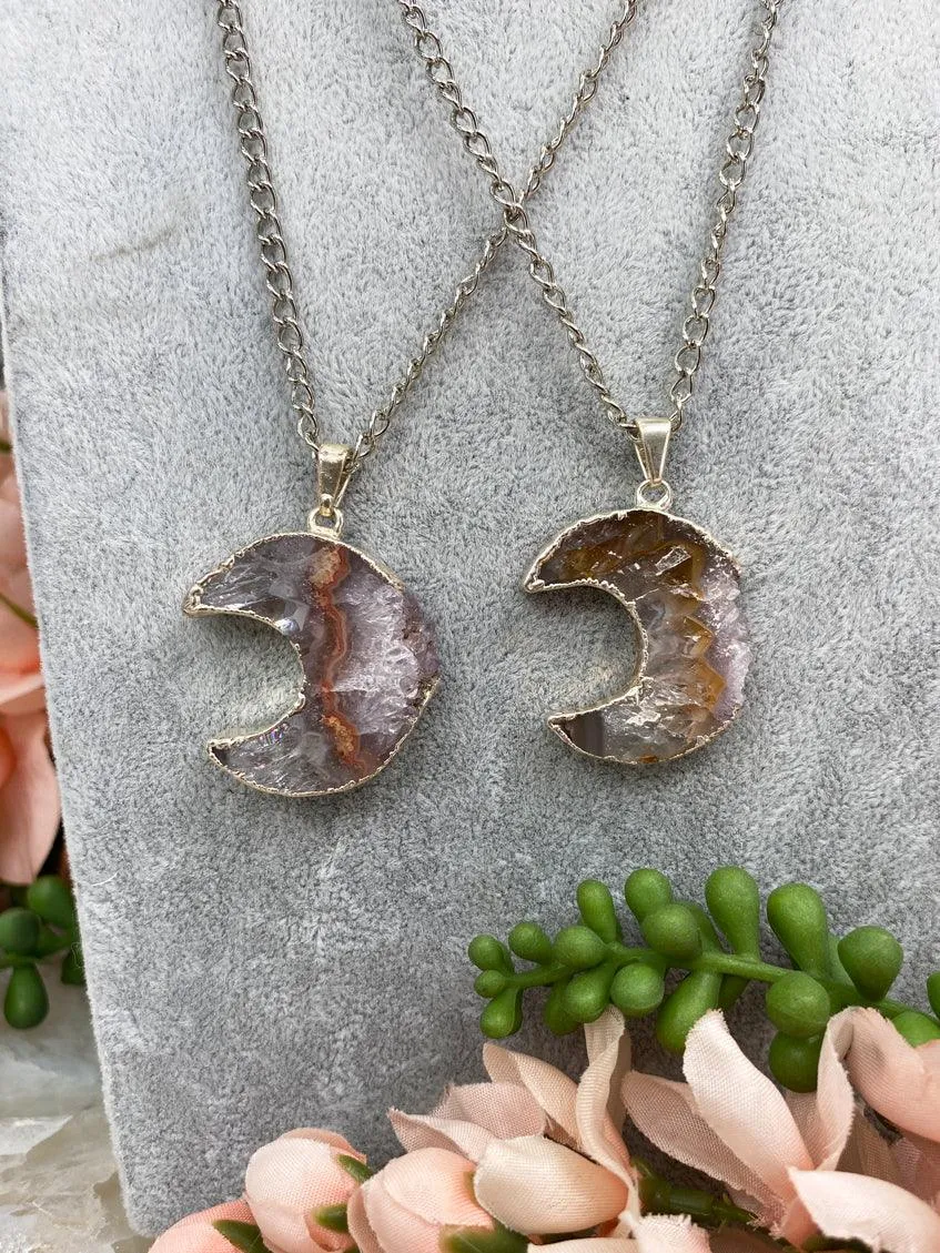 Plated Agate Moon Necklace