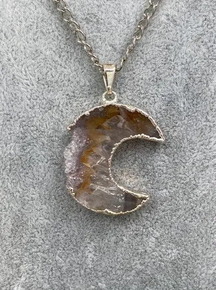 Plated Agate Moon Necklace