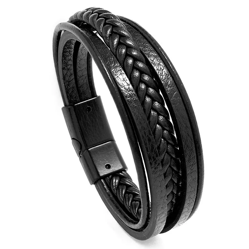 Popular Ornament Simple Woven Leather Bracelet Simple All-Match Men's Magnetic Buckle Bracelet Bracelet