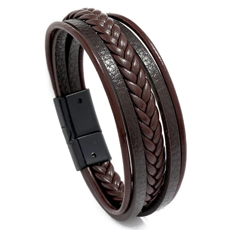 Popular Ornament Simple Woven Leather Bracelet Simple All-Match Men's Magnetic Buckle Bracelet Bracelet