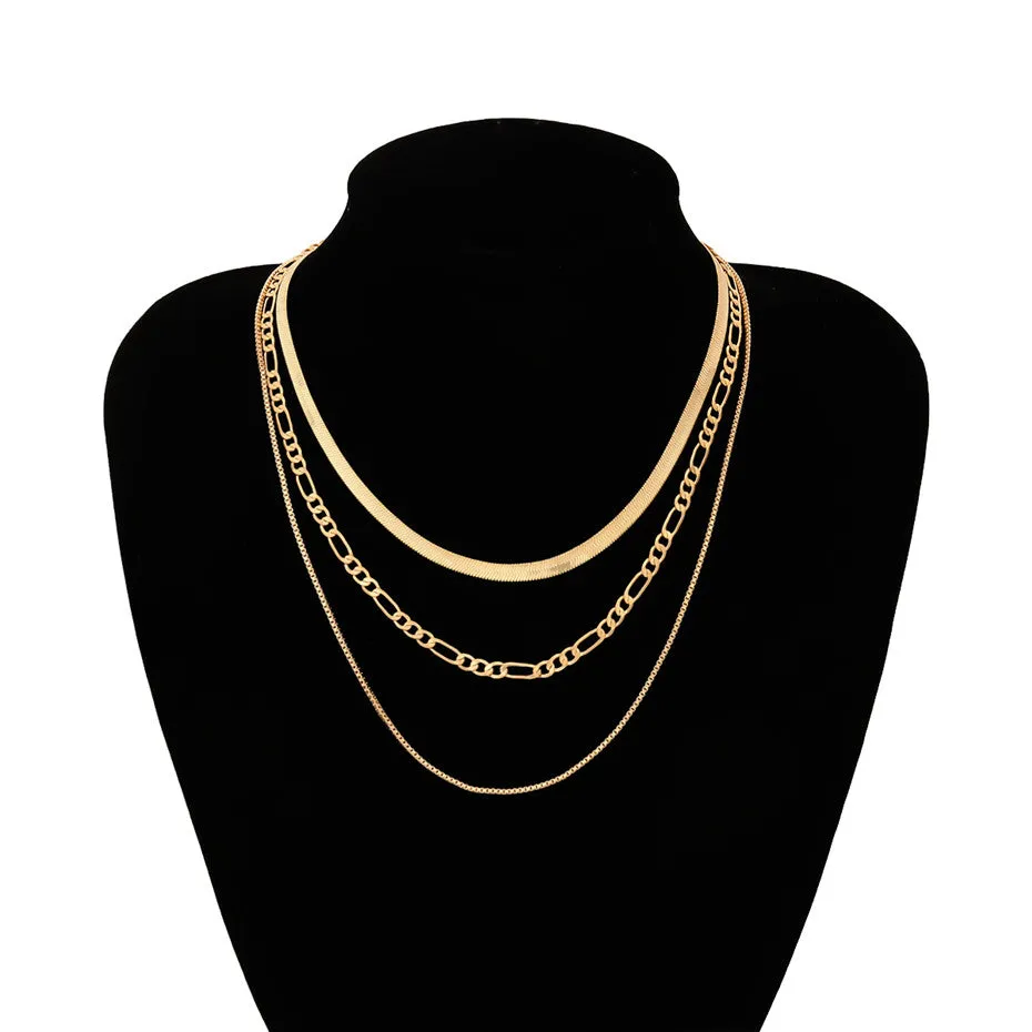 Punk metal snake bone chain necklace