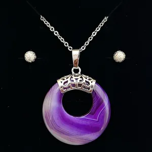 PURPLE AGATE ETERNITY PENDANT ONLY - FREE CHAIN & EARRINGS