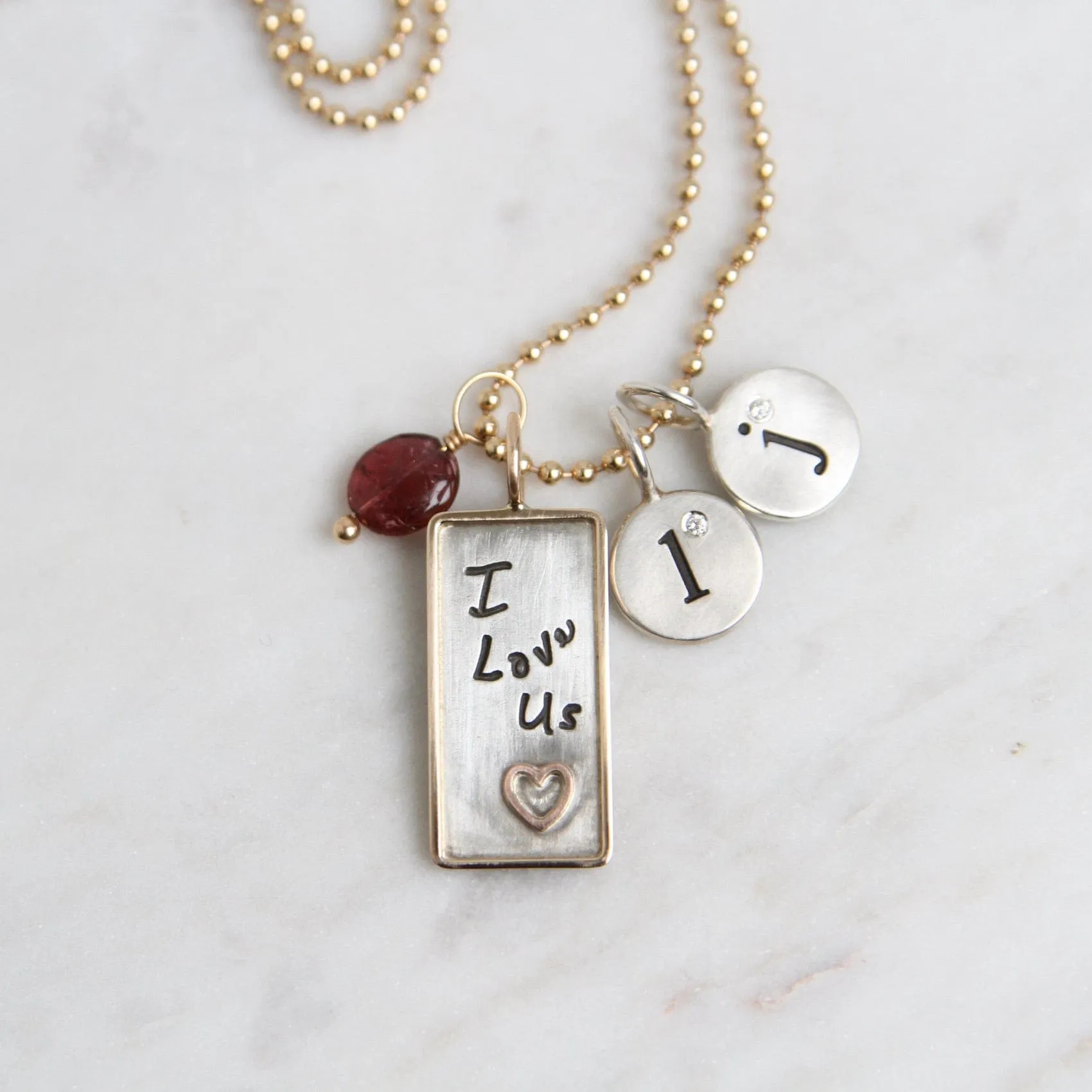 "I Love Us" ID Tag Charm with Heart