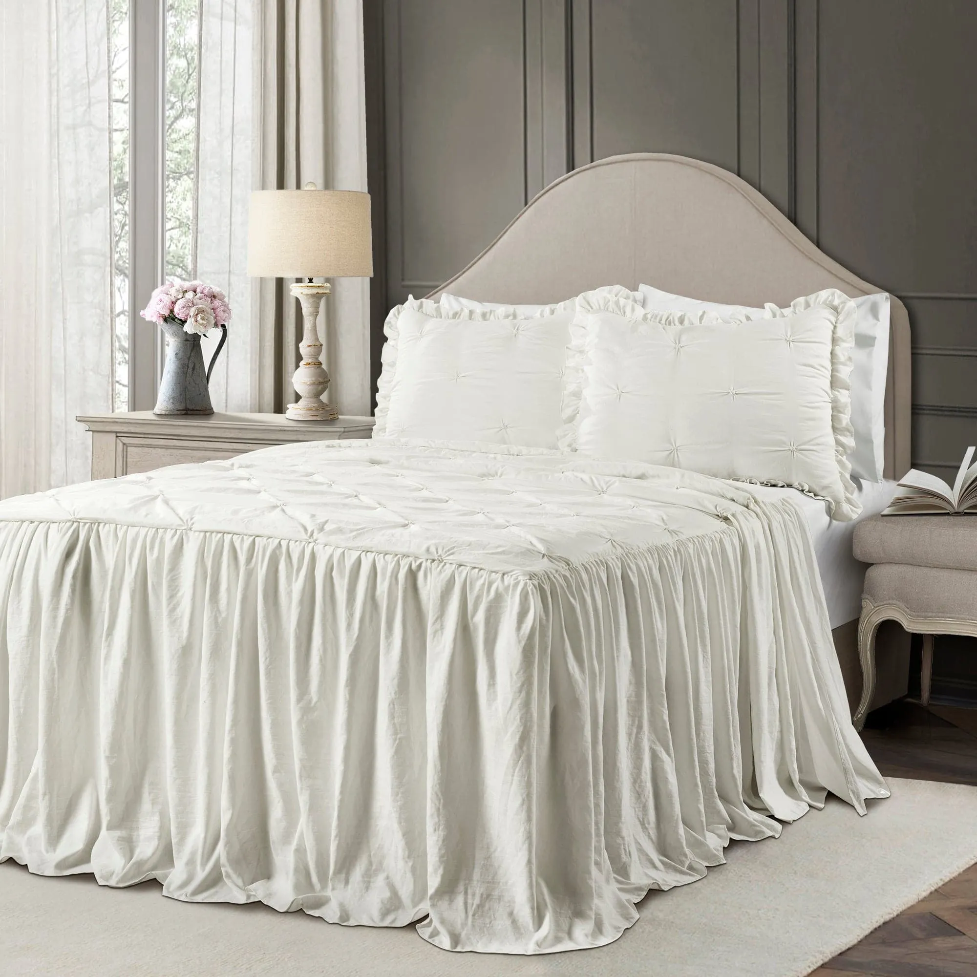 Ravello Pintuck Ruffle Skirt Bedspread Set