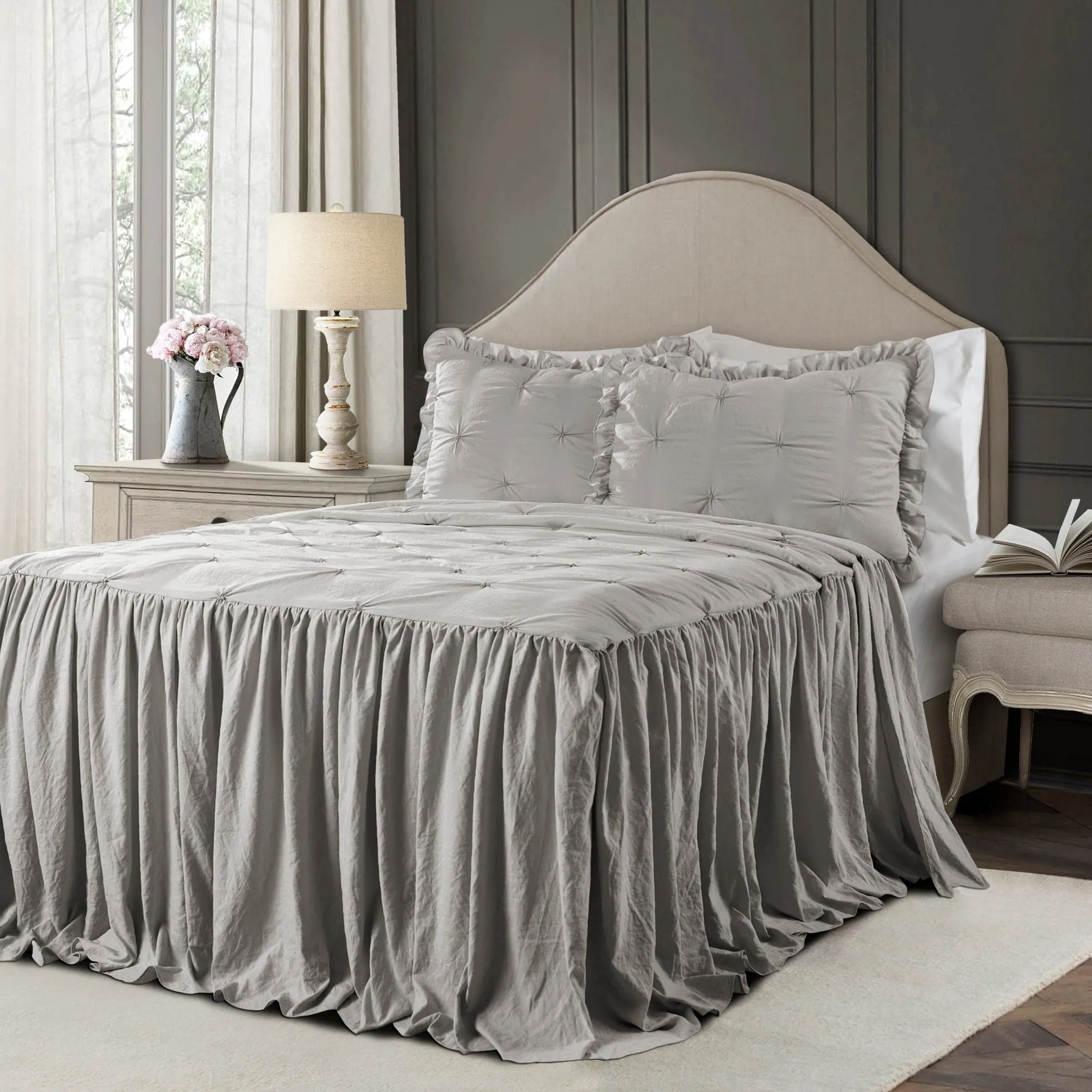 Ravello Pintuck Ruffle Skirt Bedspread Set