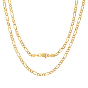 Real 14k Gold Unisex Thin Figaro Chain Necklace