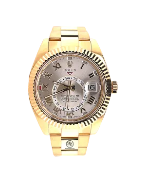 Rolex Sky-Dweller 42mm Yellow Gold Silver Sundust Roman  326938