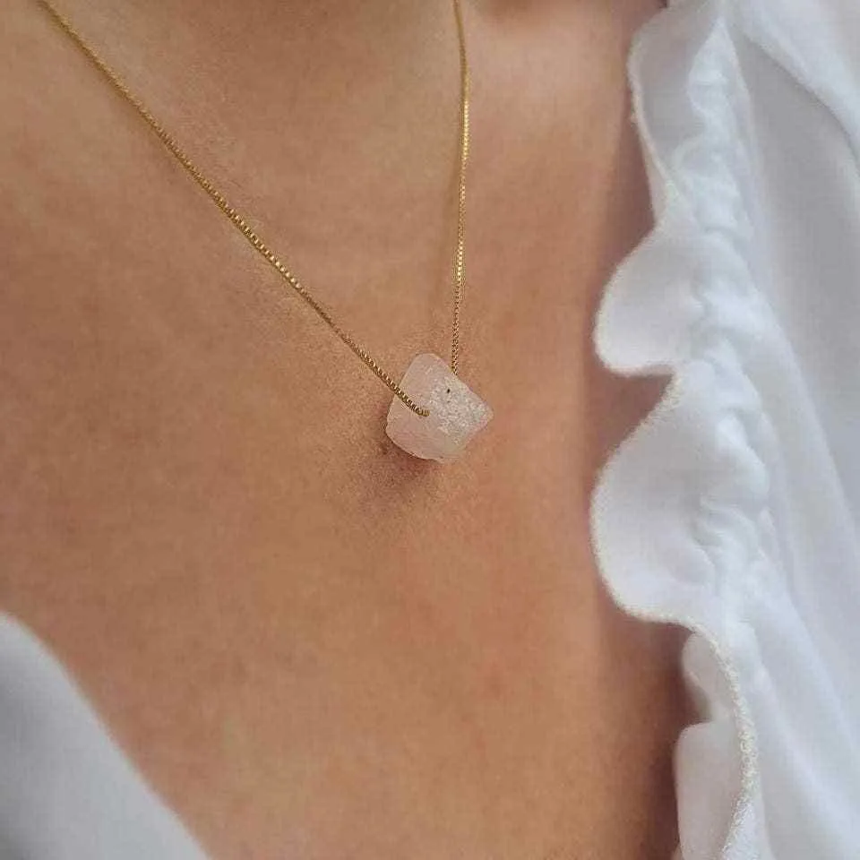 Rose Quartz - 14k Gold Plated Necklace