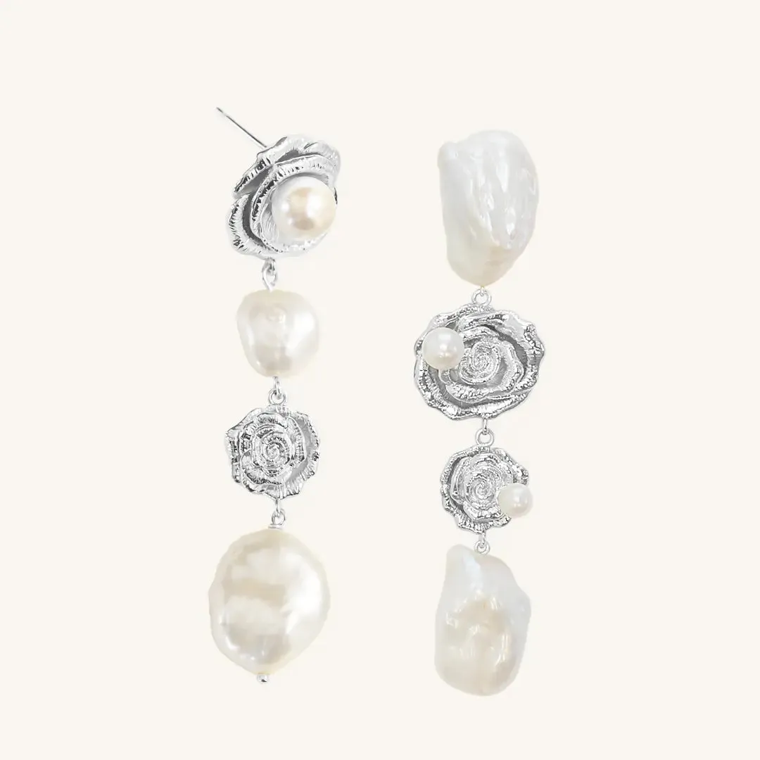 Rose Statement Pearl Earrings