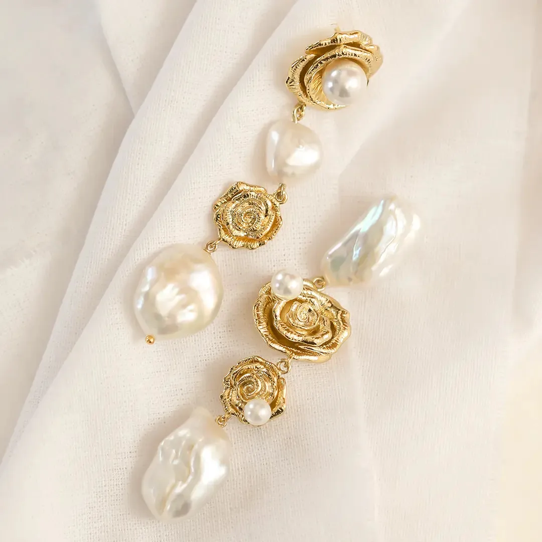 Rose Statement Pearl Earrings