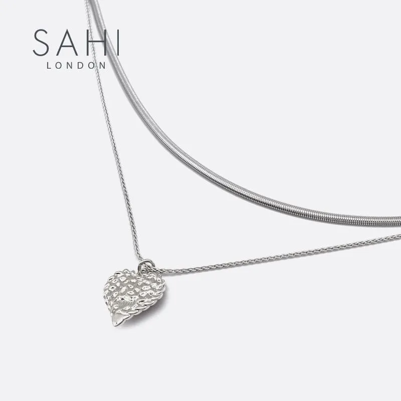 Sahi Love Heart Enamel Collar Pendant Necklace