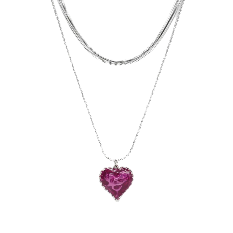 Sahi Love Heart Enamel Collar Pendant Necklace