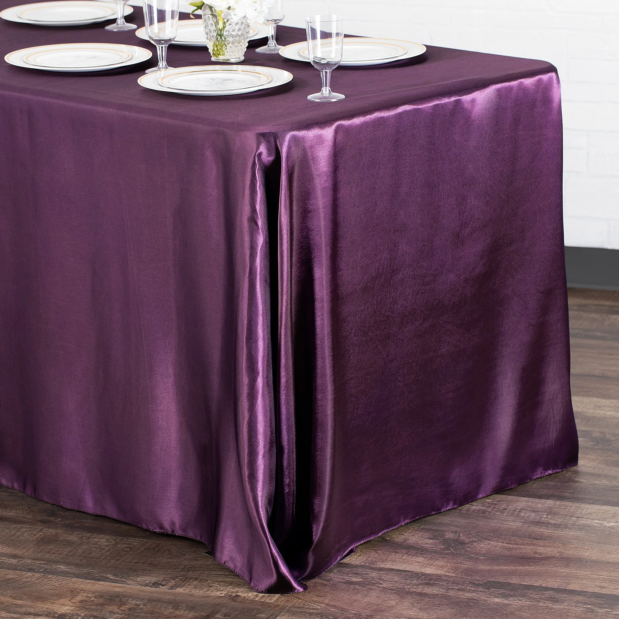 Satin Rectangular 90"x132" Tablecloth - Eggplant/Plum