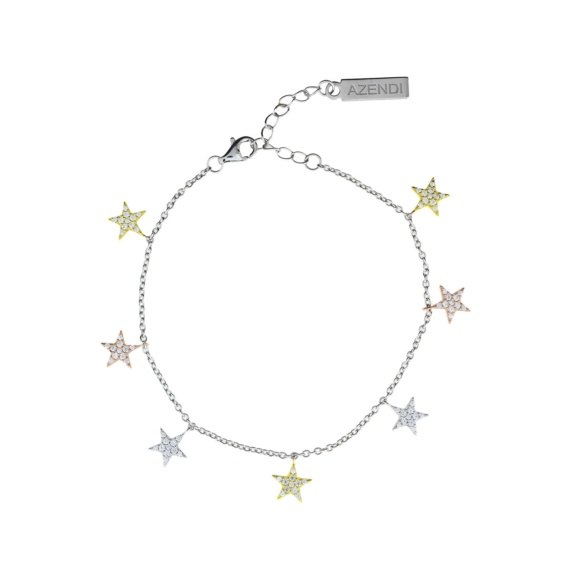 Seven Pavé Stars Mixed Vermeil Bracelet