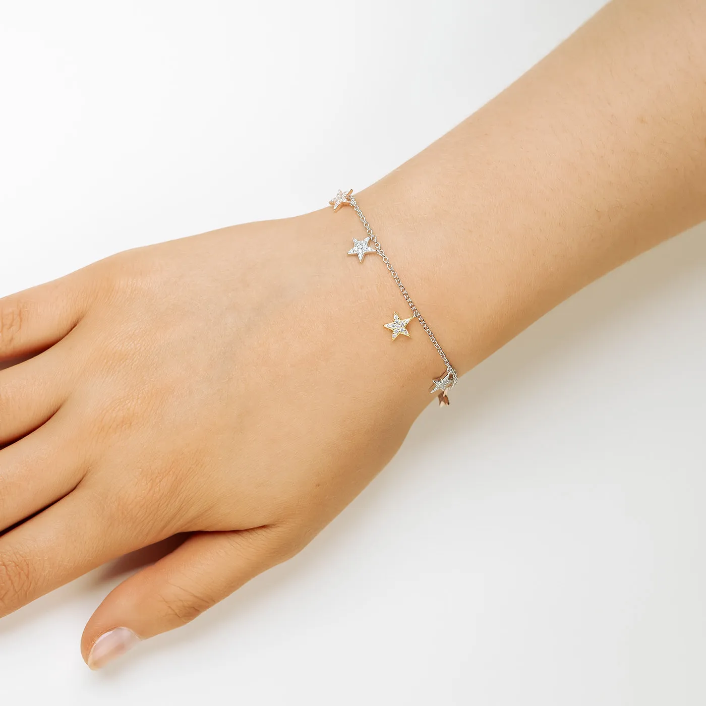 Seven Pavé Stars Mixed Vermeil Bracelet