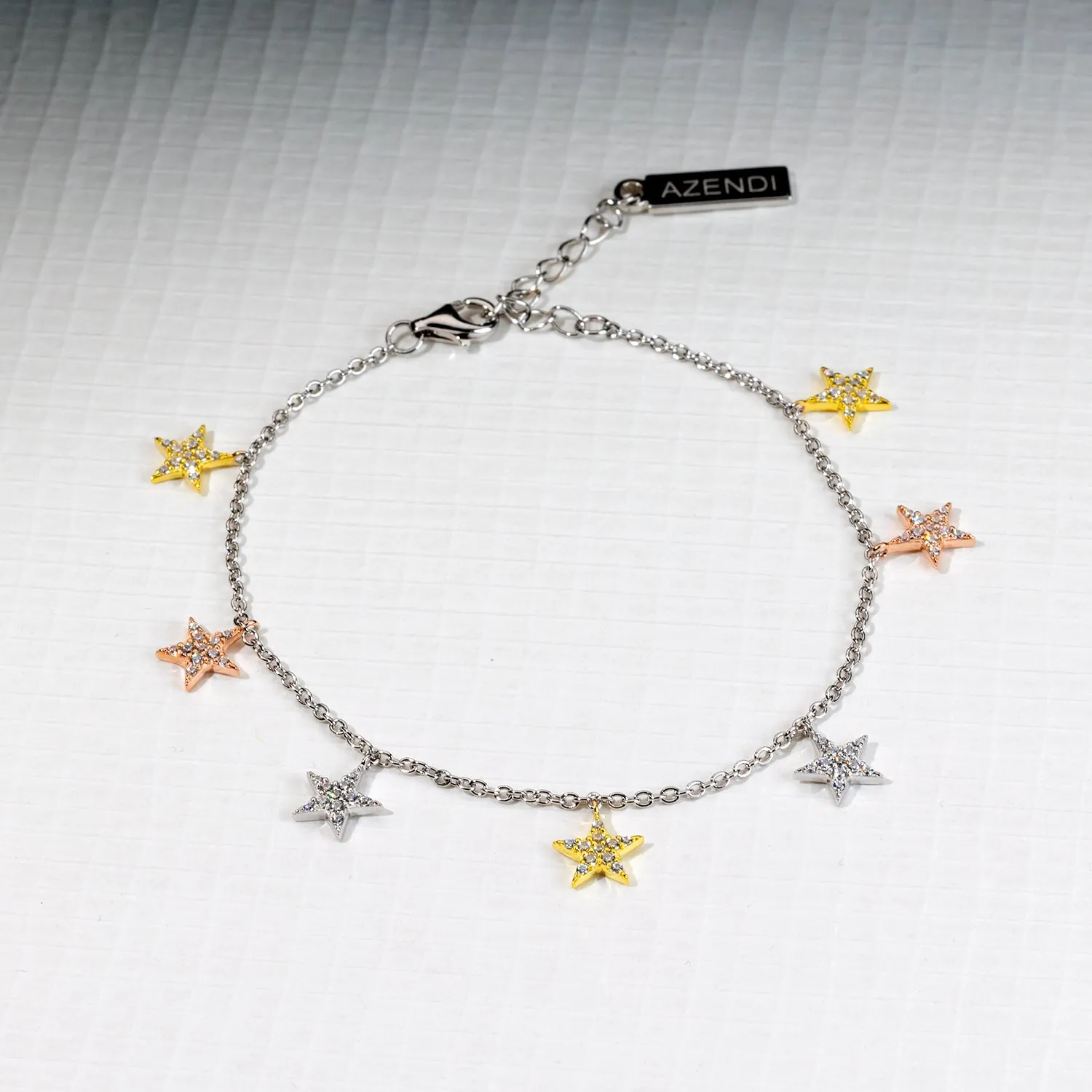 Seven Pavé Stars Mixed Vermeil Bracelet