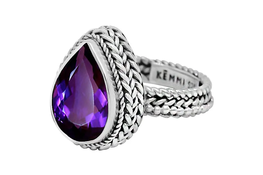 Silver Amethyst Jasmin Ring