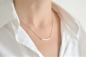 Silver bar necklace for women, stainless steel chain