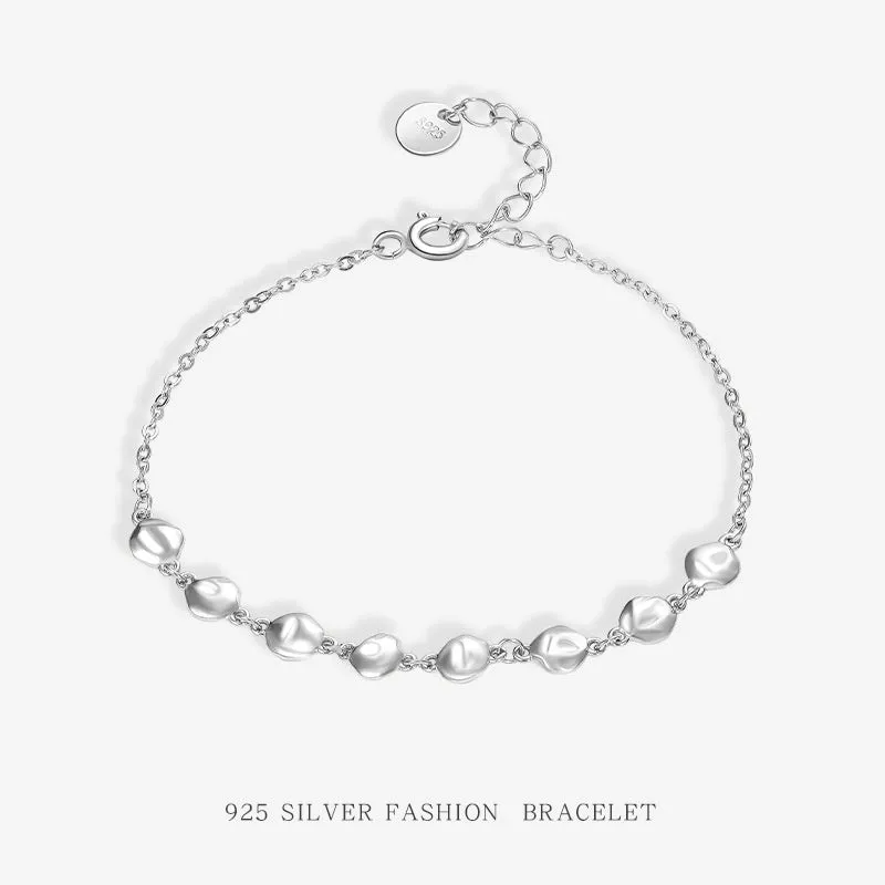 Silver bracelet ins simple design skin texture chain bracelet