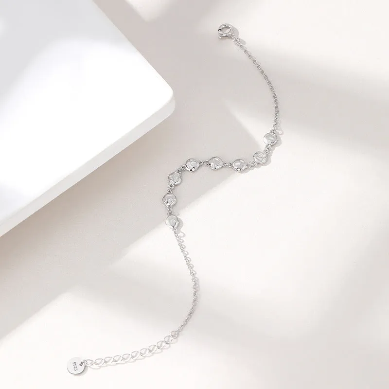 Silver bracelet ins simple design skin texture chain bracelet