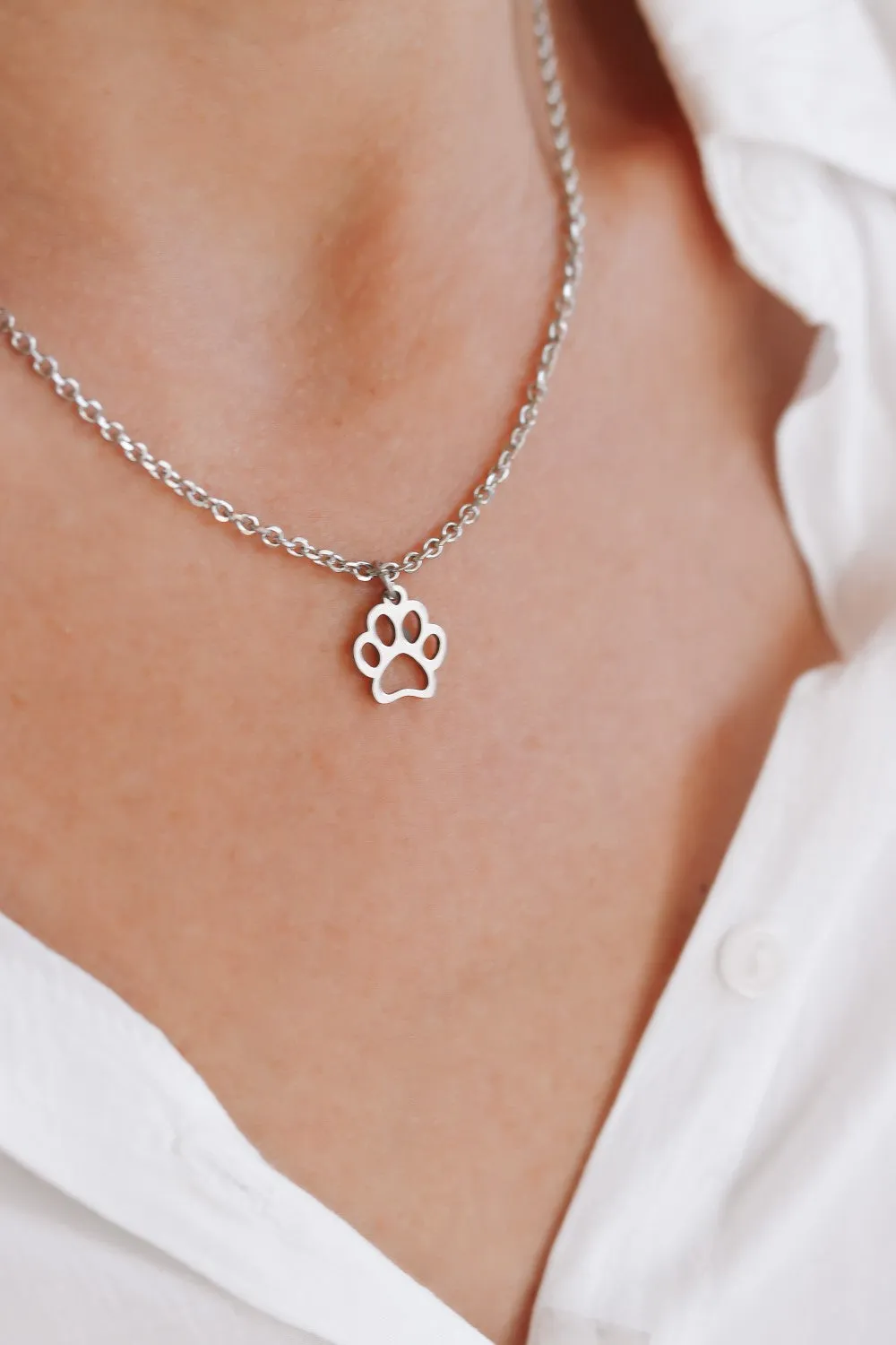 Silver paw necklace for women, waterproof chain necklace, valentines day gift