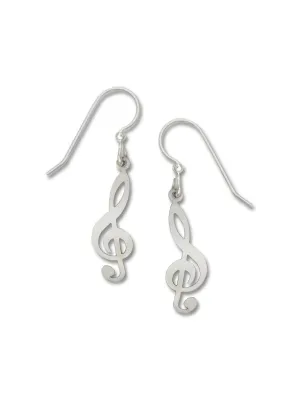 Silver Treble Clef Earrings by Sienna Sky