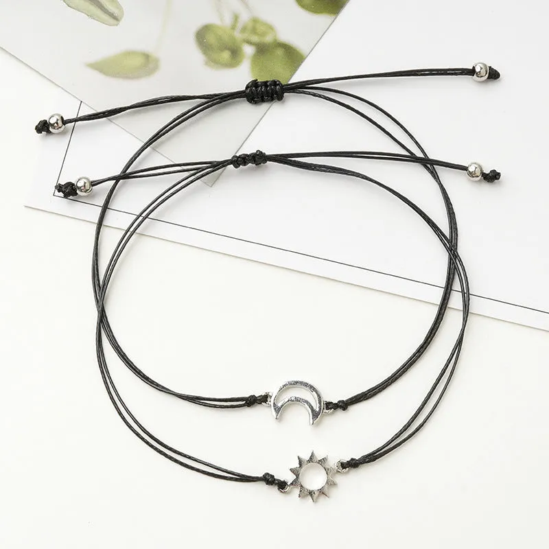 Simple Creative Alloy Moon Sun Braided Bracelet