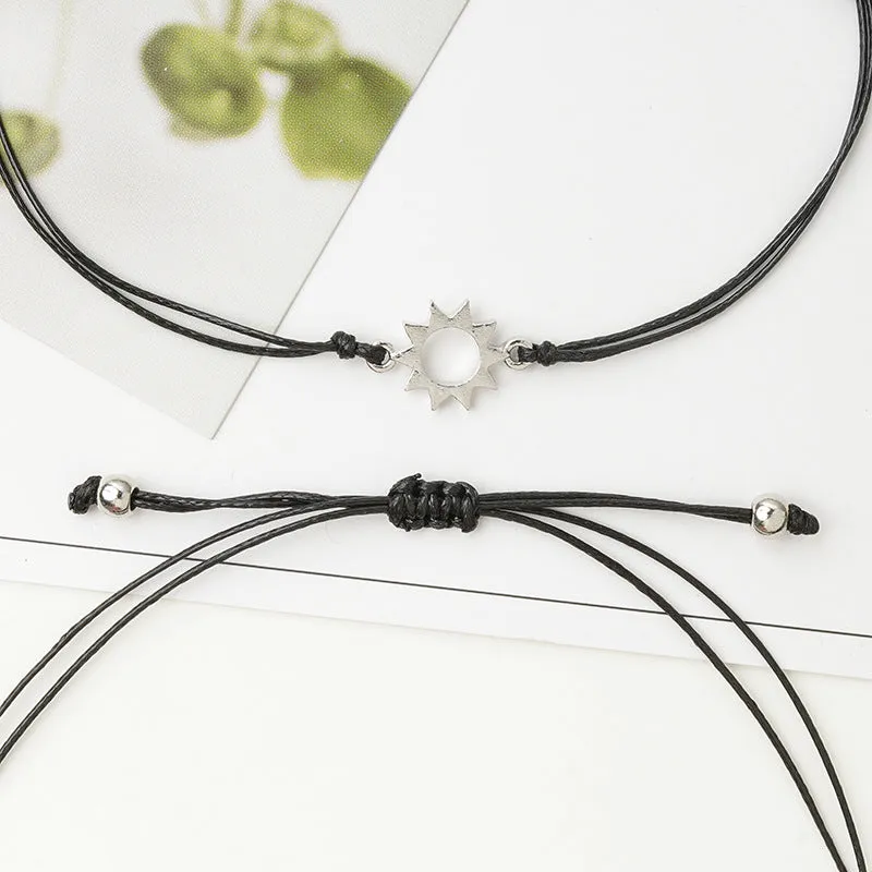 Simple Creative Alloy Moon Sun Braided Bracelet