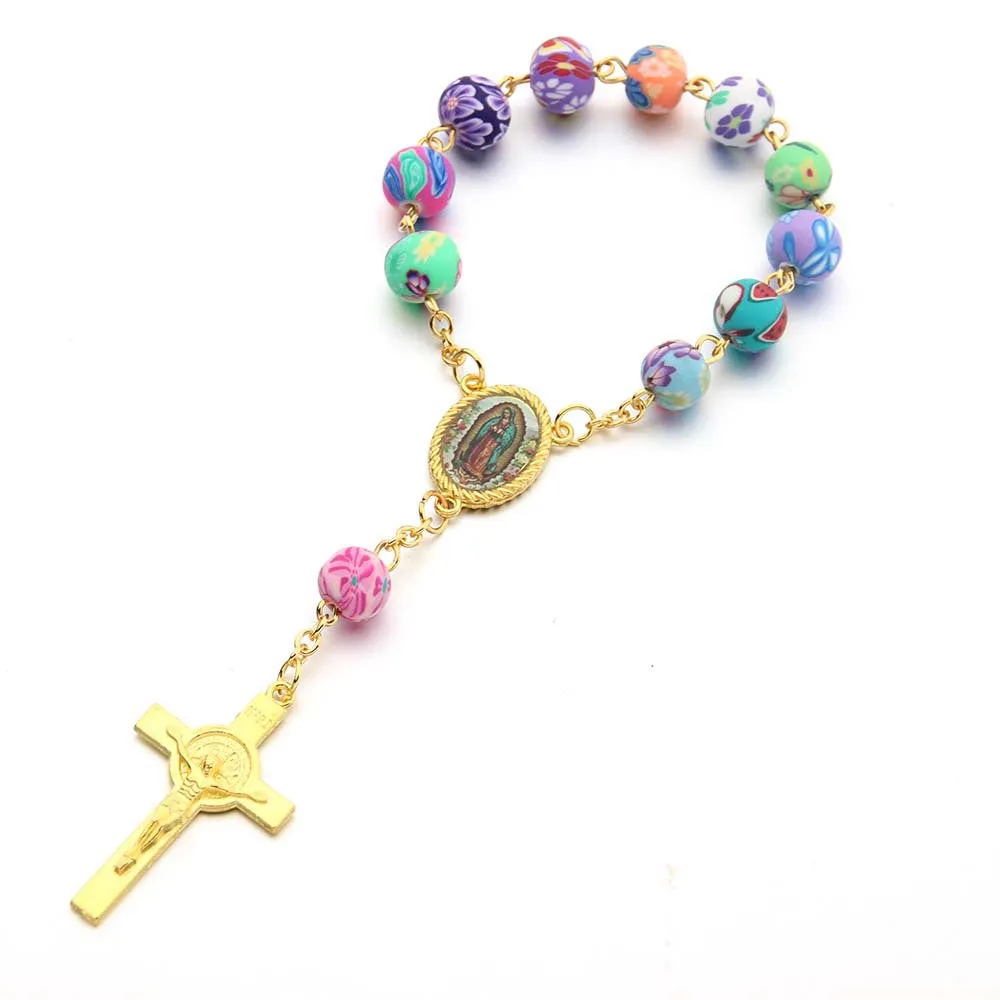 Simple Cross Soft Pottery Rosary Totem Bracelet