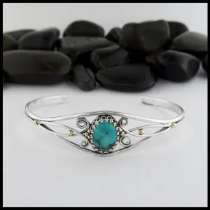 Simple Cuff Bracelet with Turquoise