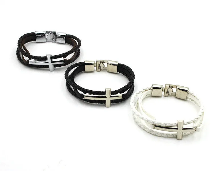 Simple Small Cross Leather Bracelet