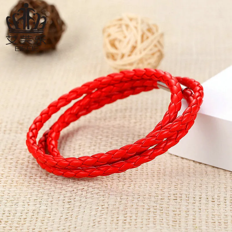 Simple Style Buckle Woven PU Leather Bracelet