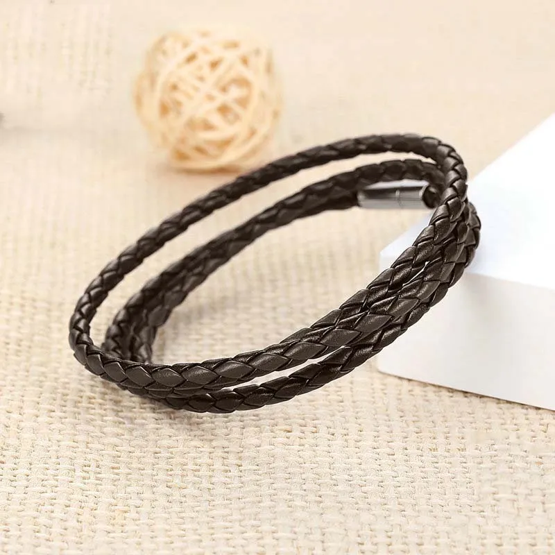 Simple Style Buckle Woven PU Leather Bracelet