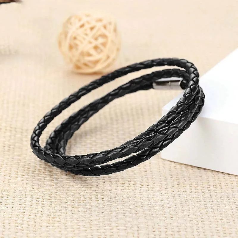 Simple Style Buckle Woven PU Leather Bracelet