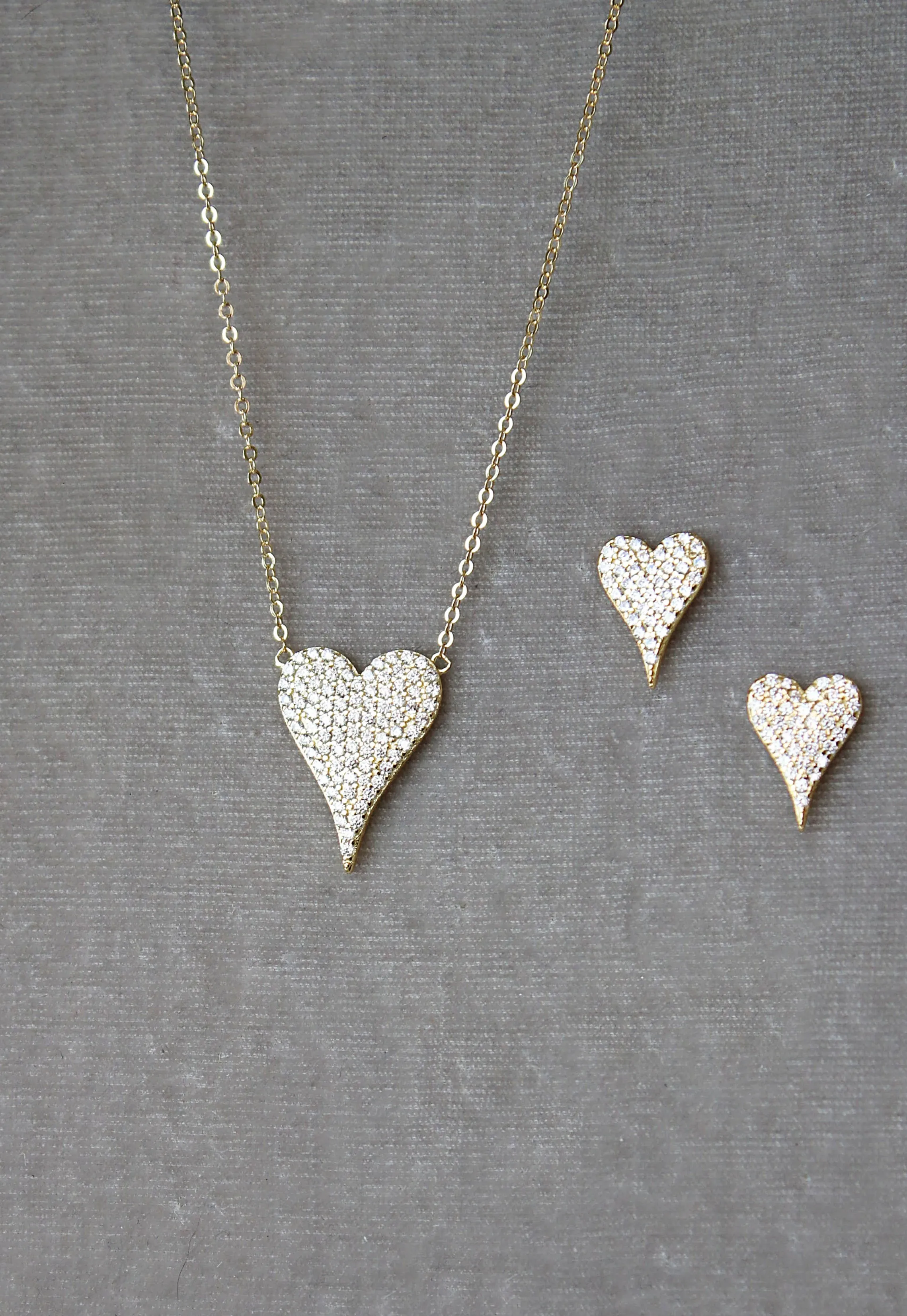 Simulated Diamond PAVE HEART Necklace