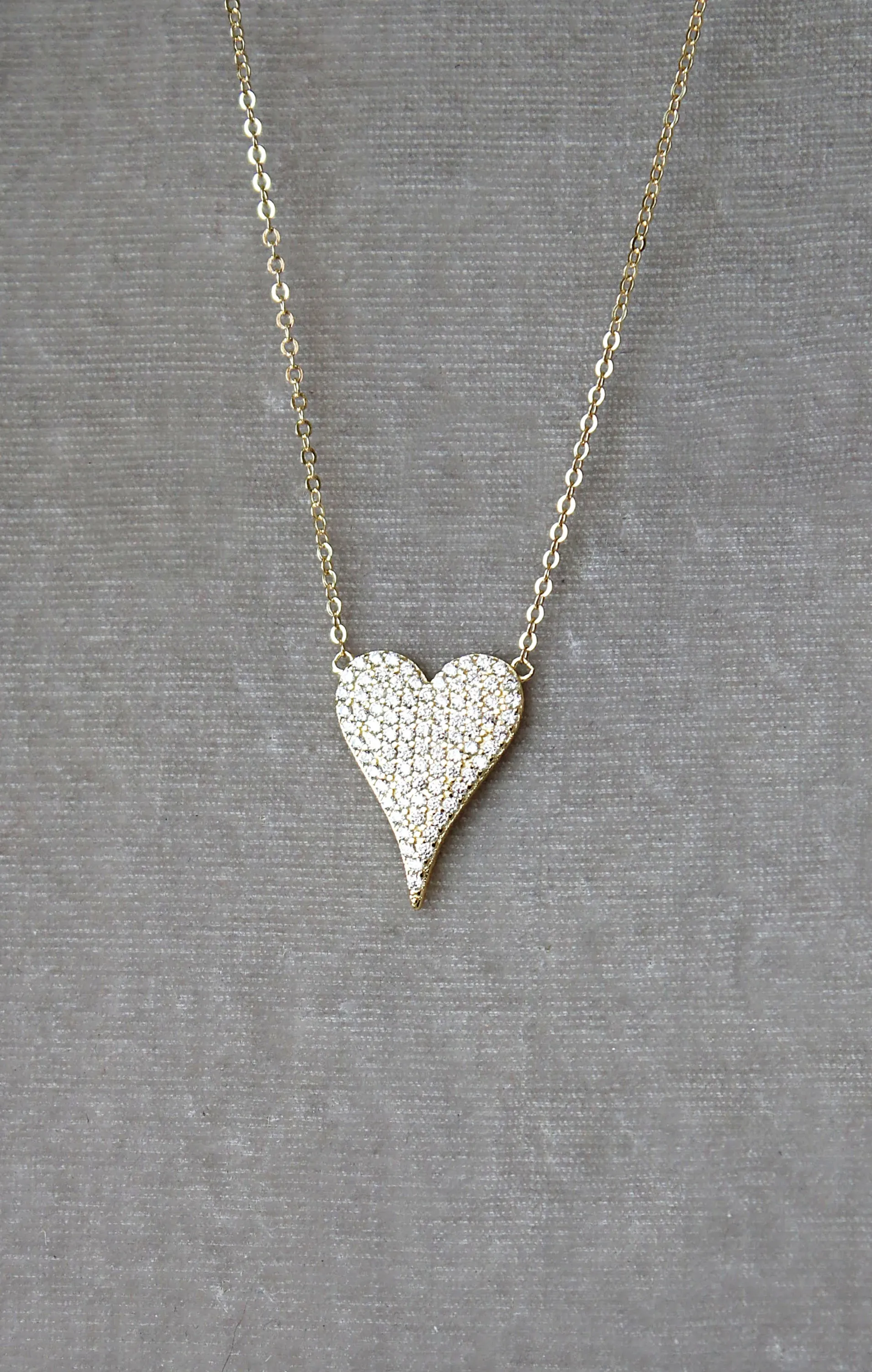 Simulated Diamond PAVE HEART Necklace