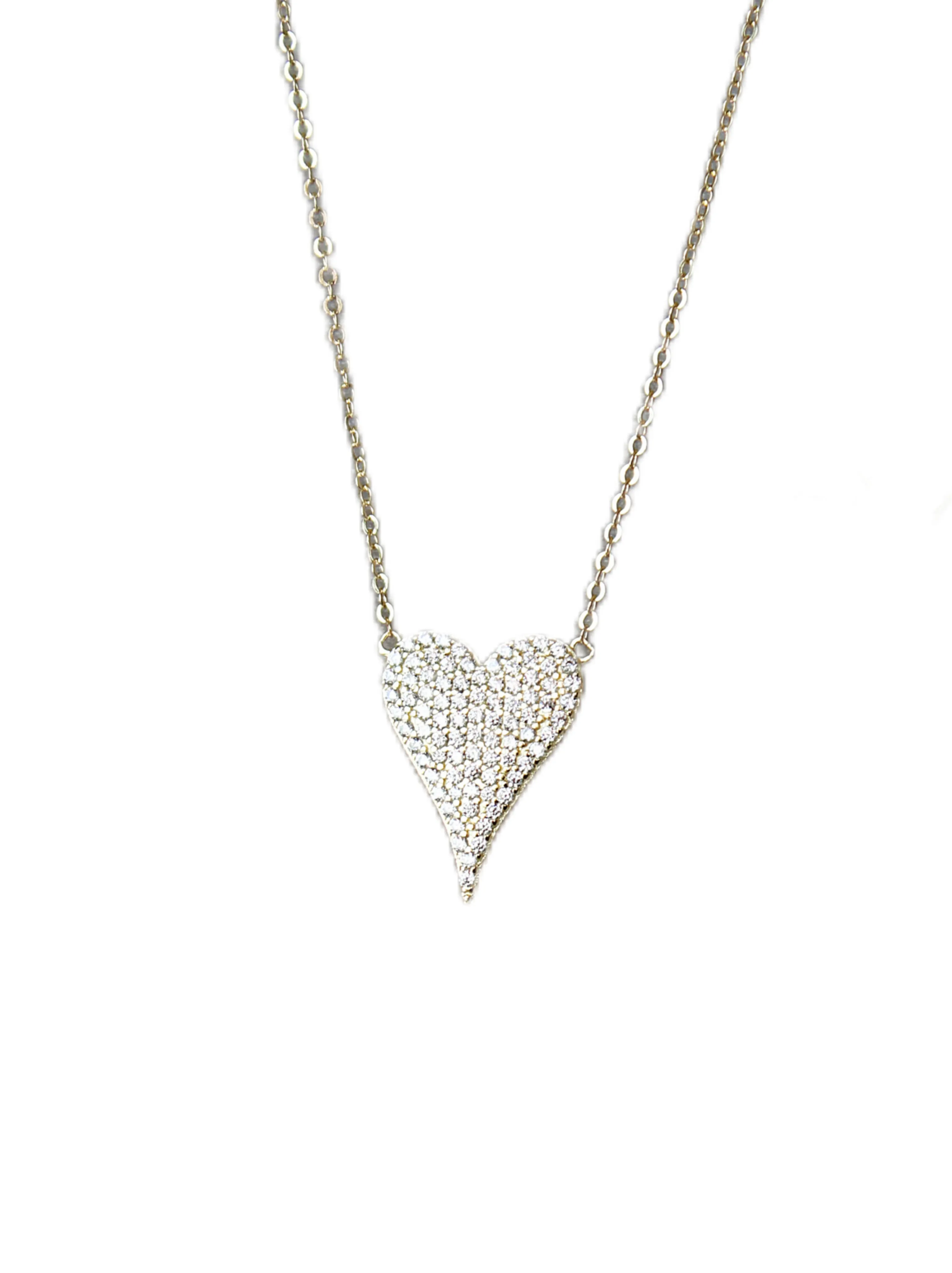 Simulated Diamond PAVE HEART Necklace