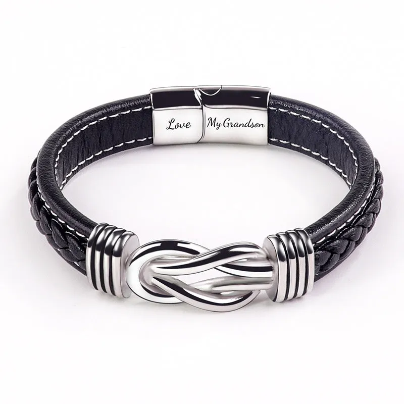 Sisslia Cross-border Simple Two-Tone Leather Hand Stainless Steel Magnet Buckle Trend Bracelet