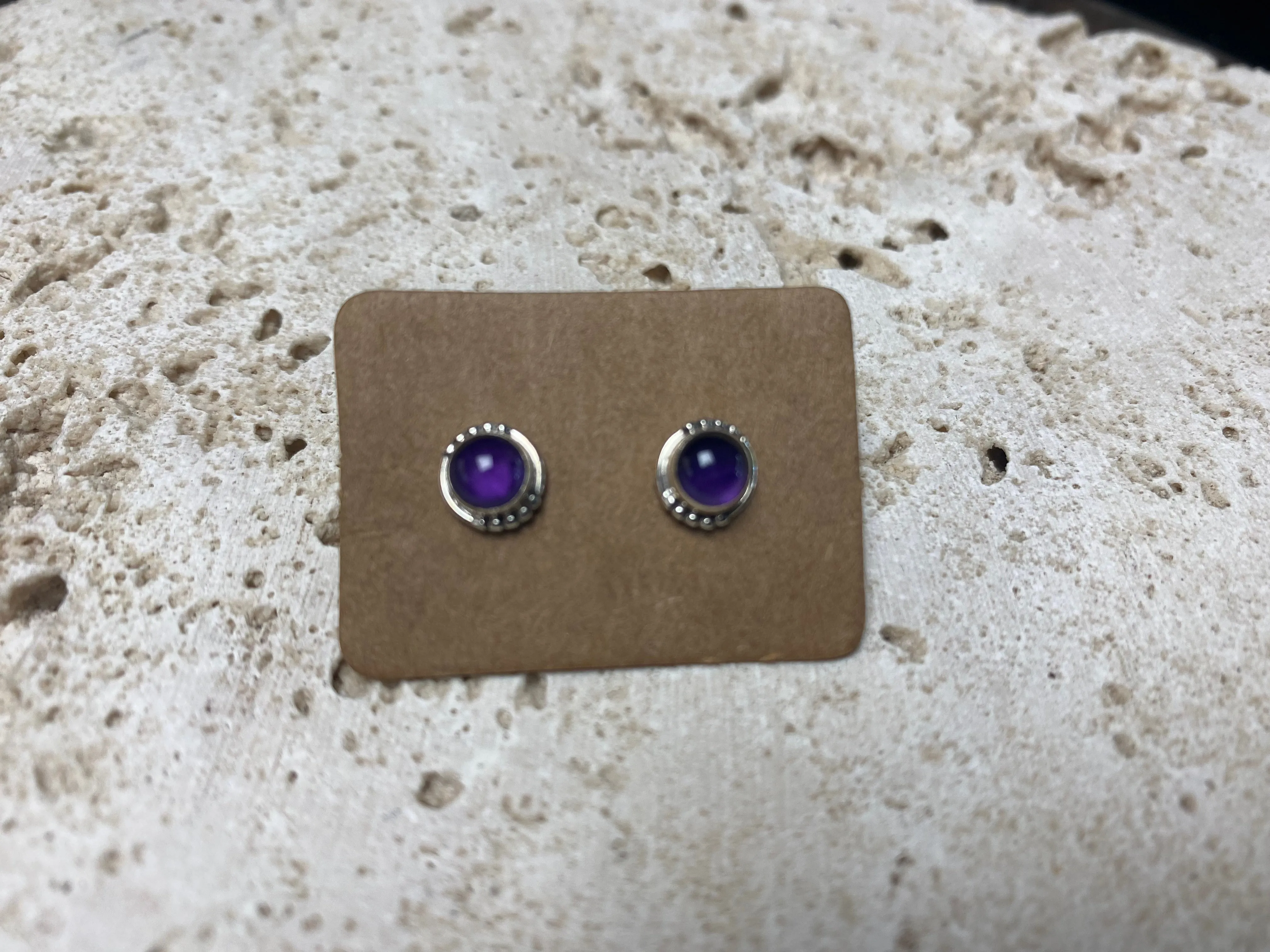 Small Amethyst Silver Studs - Three Styles