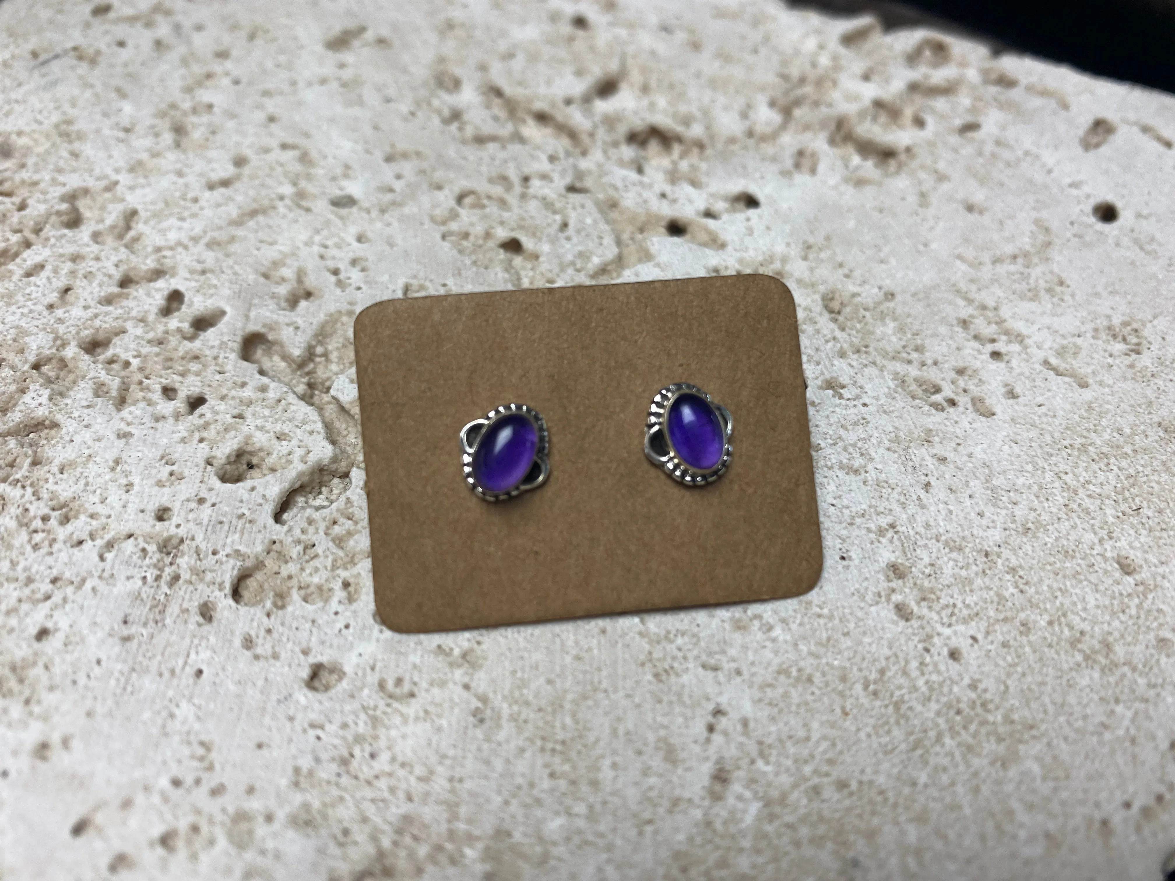 Small Amethyst Silver Studs - Three Styles