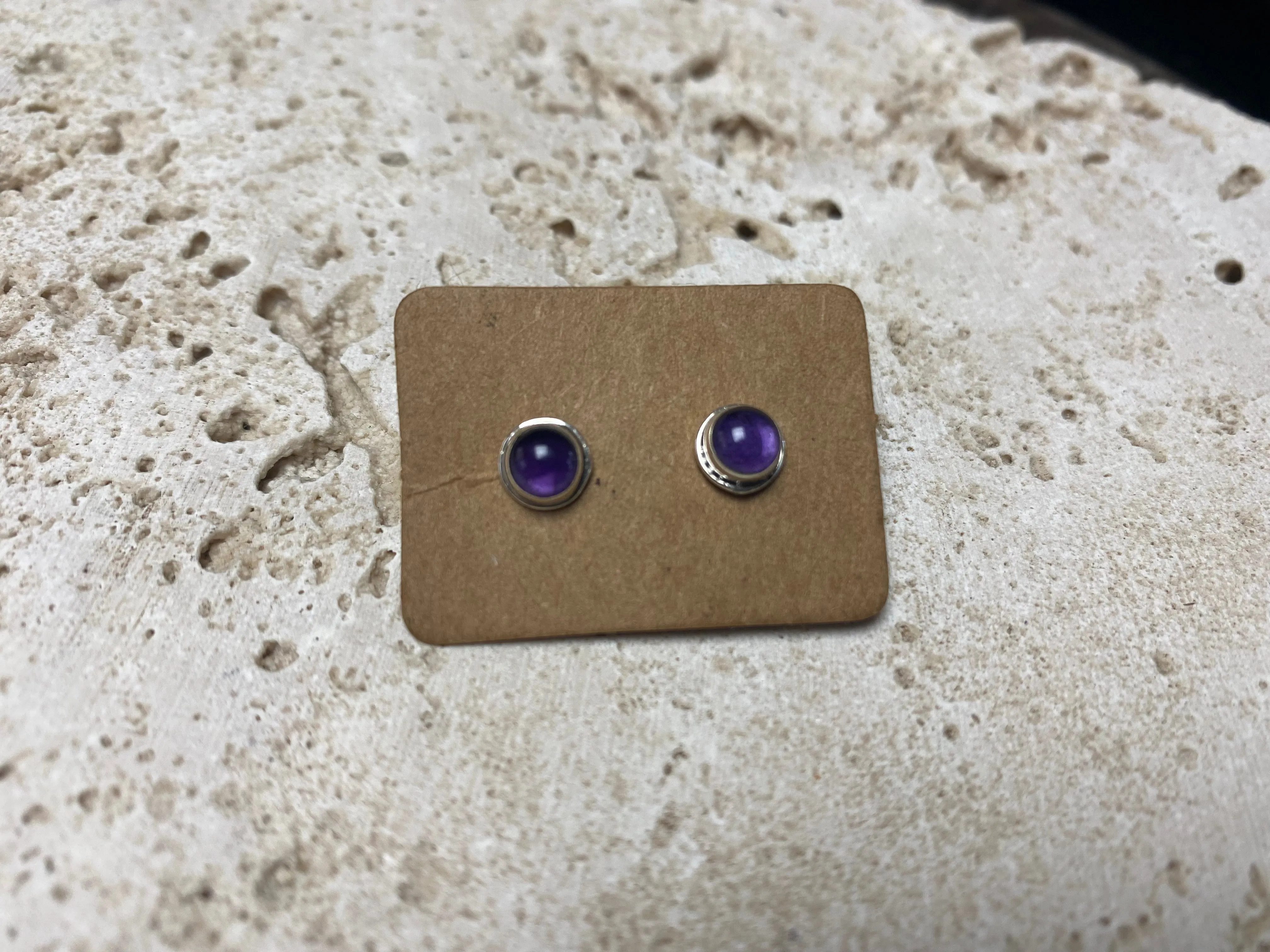 Small Amethyst Silver Studs - Three Styles